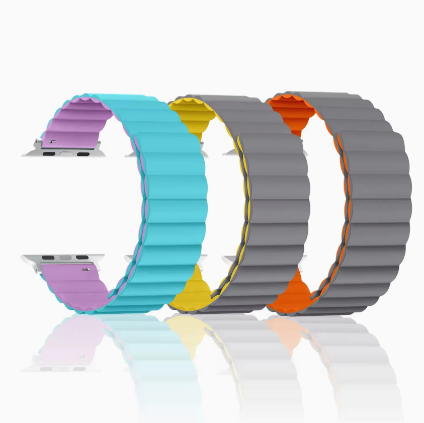 Dual-Color Magnetic Silicone Watch Band for Apple Watch 41mm, 45mm & 49mm – Soft Sport Replacement Strap
