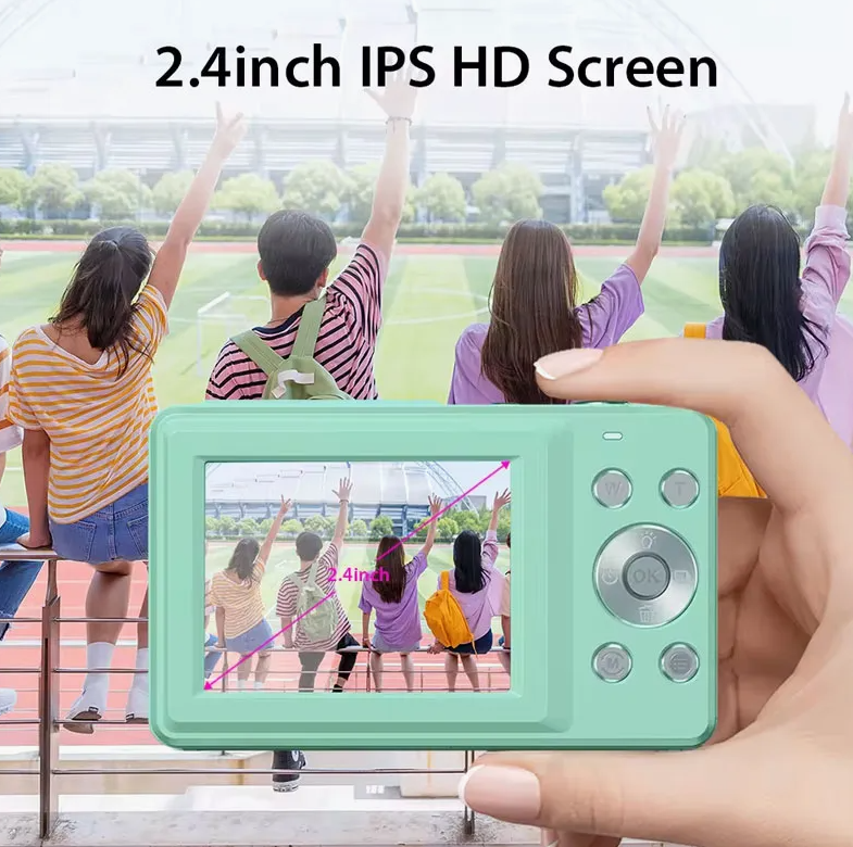 4K Compact Digital Camera with 2.4-Inch IPS Screen, 16X Digital Zoom, HD Photo & Video Recording for Kids and Beginners
