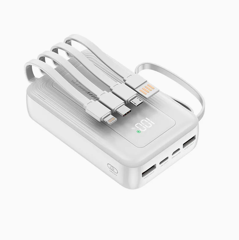 20000mAh 22.5W Fast Charging Power Bank with Built-in USB-C, Lightning & Micro USB Cables, LED Digital Display and Multi-Port Output