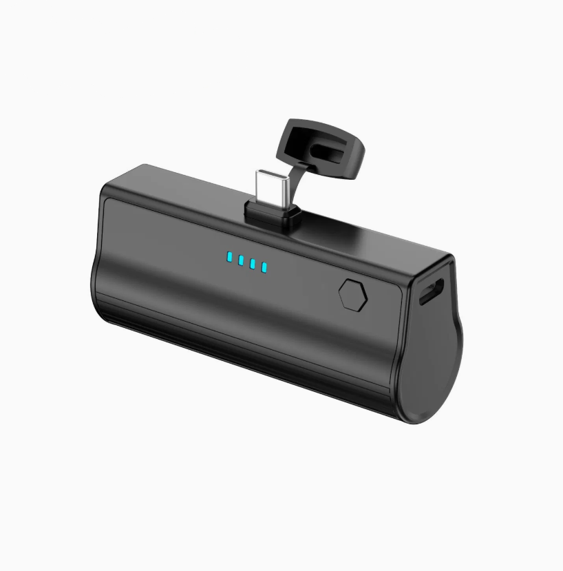 5000mAh 22.5W Mini Portable Power Bank with Built-in USB-C Connector, Fast Charging Nano Emergency Charger with LED Battery Indicator